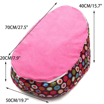 Soft Baby Chair Infant Bean Bag Bed Cover without Filler Pouf for Feeding Baby Snuggle Bed with Belt for Safety Protection