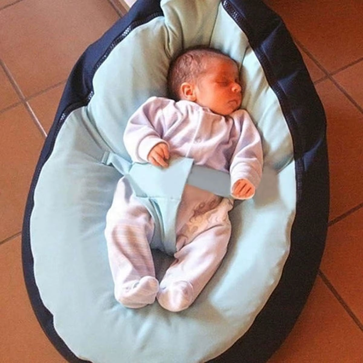 Soft Baby Chair Infant Bean Bag Bed Cover without Filler Pouf for Feeding Baby Snuggle Bed with Belt for Safety Protection