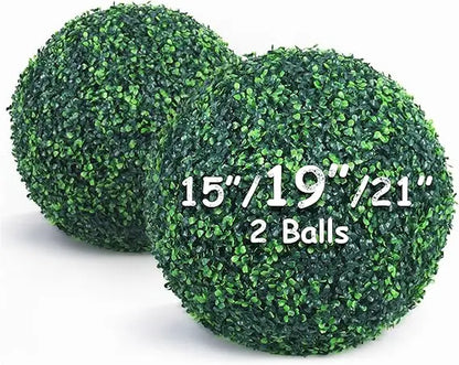 Artificial Boxwood Topiary Balls 19 Inch, 2-Pack, Uv-Resistant Greenery, 4-Layer Indoor/Outdoor Garden Decor, Backyard Enhanceme