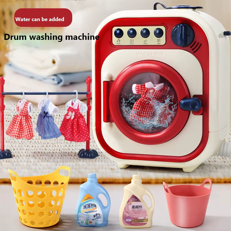 Kids Washing Machine Toy Pretend Play House Mini Simulation Electric Toys Rotate Kinetic Cleaning Preschool Toys for Girls