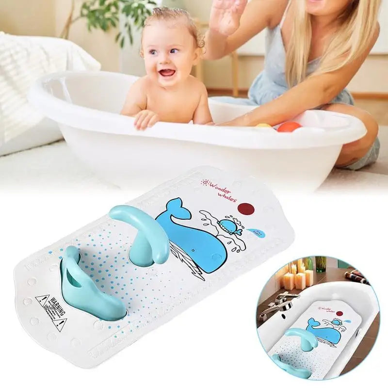 Baby Bath Mat with Baby Shower Seat Bathtub Cushion Back Support Non-Slip Safety Comfortable Bathroom Chair Baby Bath Seat