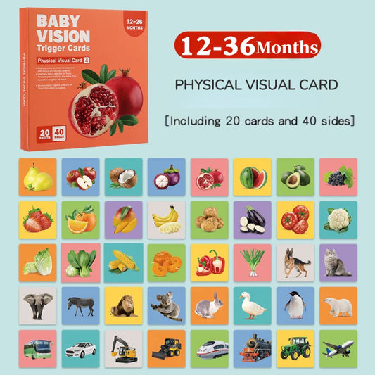 Montessori 0-12Month Baby Vision Cards Black and White Flash Card High Contrast Stimulate Newborn Visual Early Learning Kids Toy