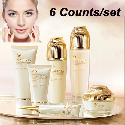 6 PCS Sheep Placenta Skincare Gift Set - Active Firming Hydrating Anti-Aging Facial Care,Toner,Essence Cream for Ms & Gifts