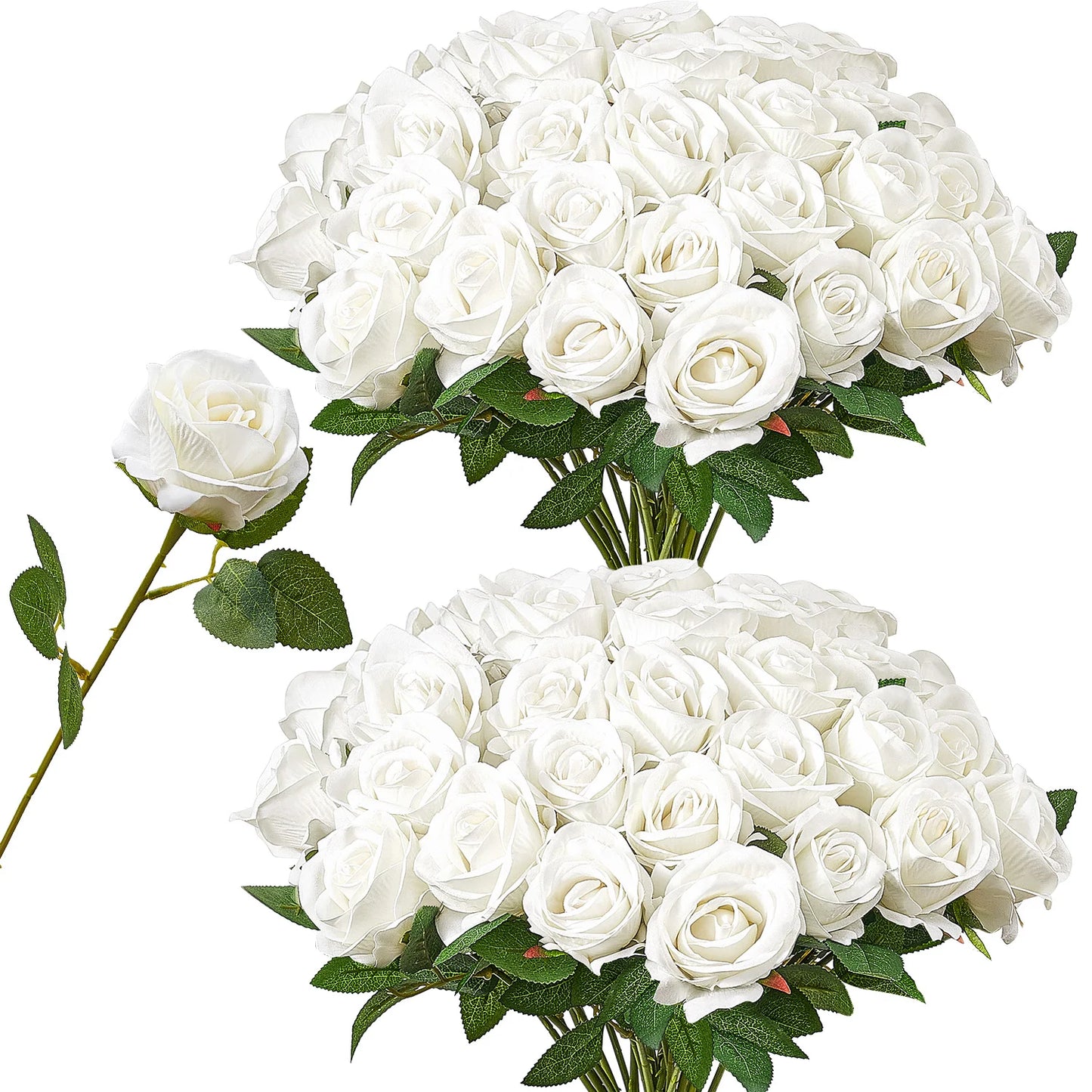 Succebuy Artificial Flowers 60/120/500Pcs Real Looking White Foam Fake Roses Bulk White/Red Faux Bridal Shower for DIY Wedding