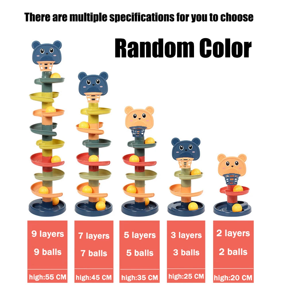 Montessori Baby Toys Rolling Ball Pile Tower Early Educational Toy for Babies Rotating Track Baby Gift Stacking Toy for Children