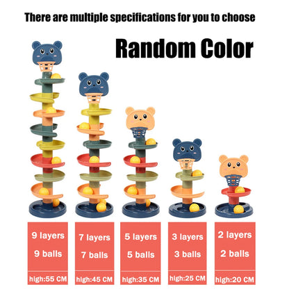Montessori Baby Toys Rolling Ball Pile Tower Early Educational Toy for Babies Rotating Track Baby Gift Stacking Toy for Children