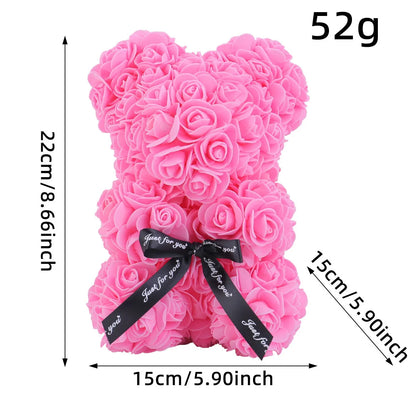 Wedding Home Decor, Rainbow Eternal Rose Bear, Anniversary Gift