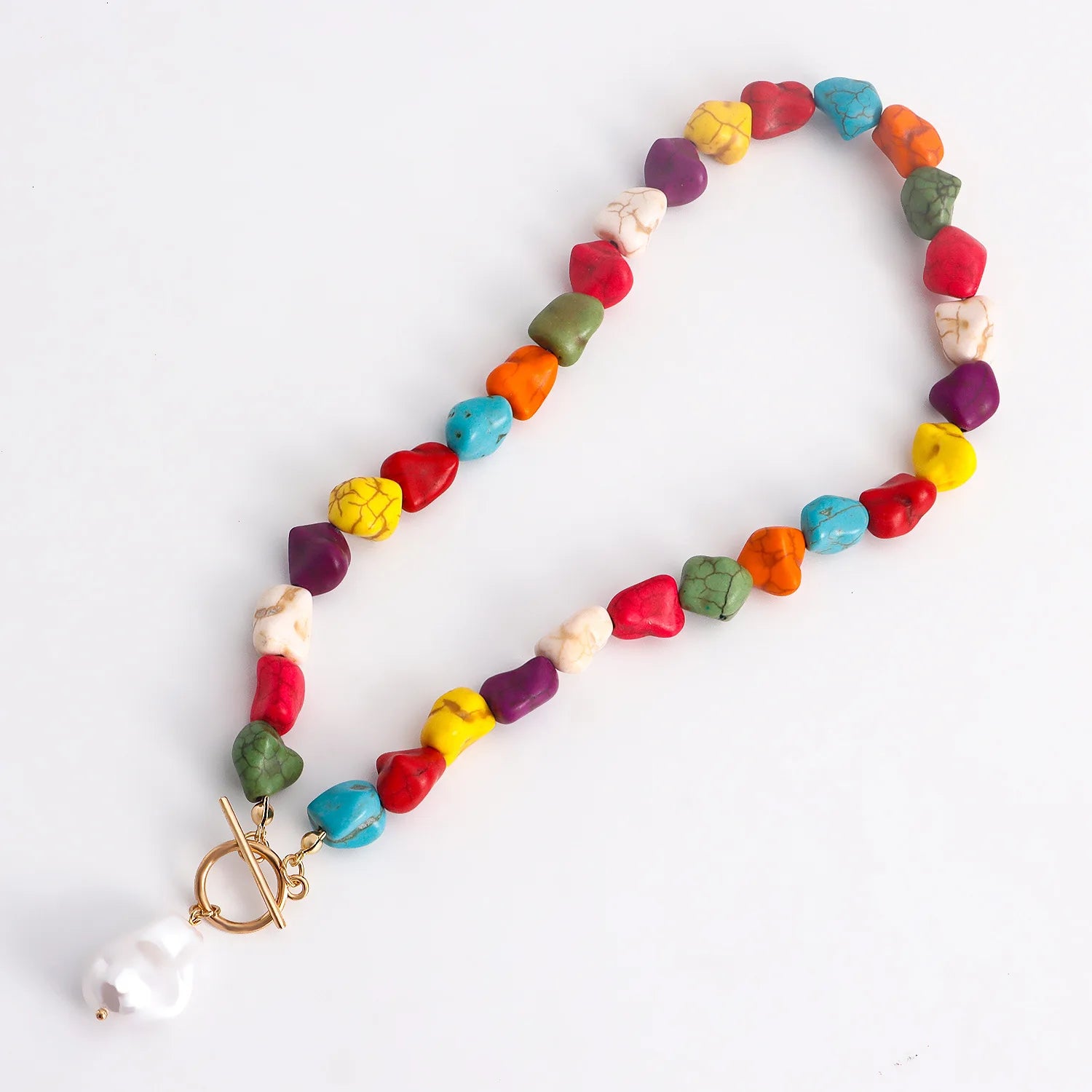 Handmade Colorful Irregular Stone Beads Simple Casual Bohemian Choker Necklace Party Wedding Jewelry Accessary Colorful Cute