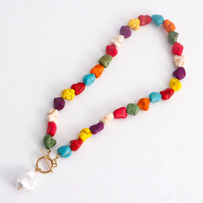 Handmade Colorful Irregular Stone Beads Simple Casual Bohemian Choker Necklace Party Wedding Jewelry Accessary Colorful Cute