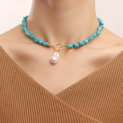 Handmade Colorful Irregular Stone Beads Simple Casual Bohemian Choker Necklace Party Wedding Jewelry Accessary Colorful Cute