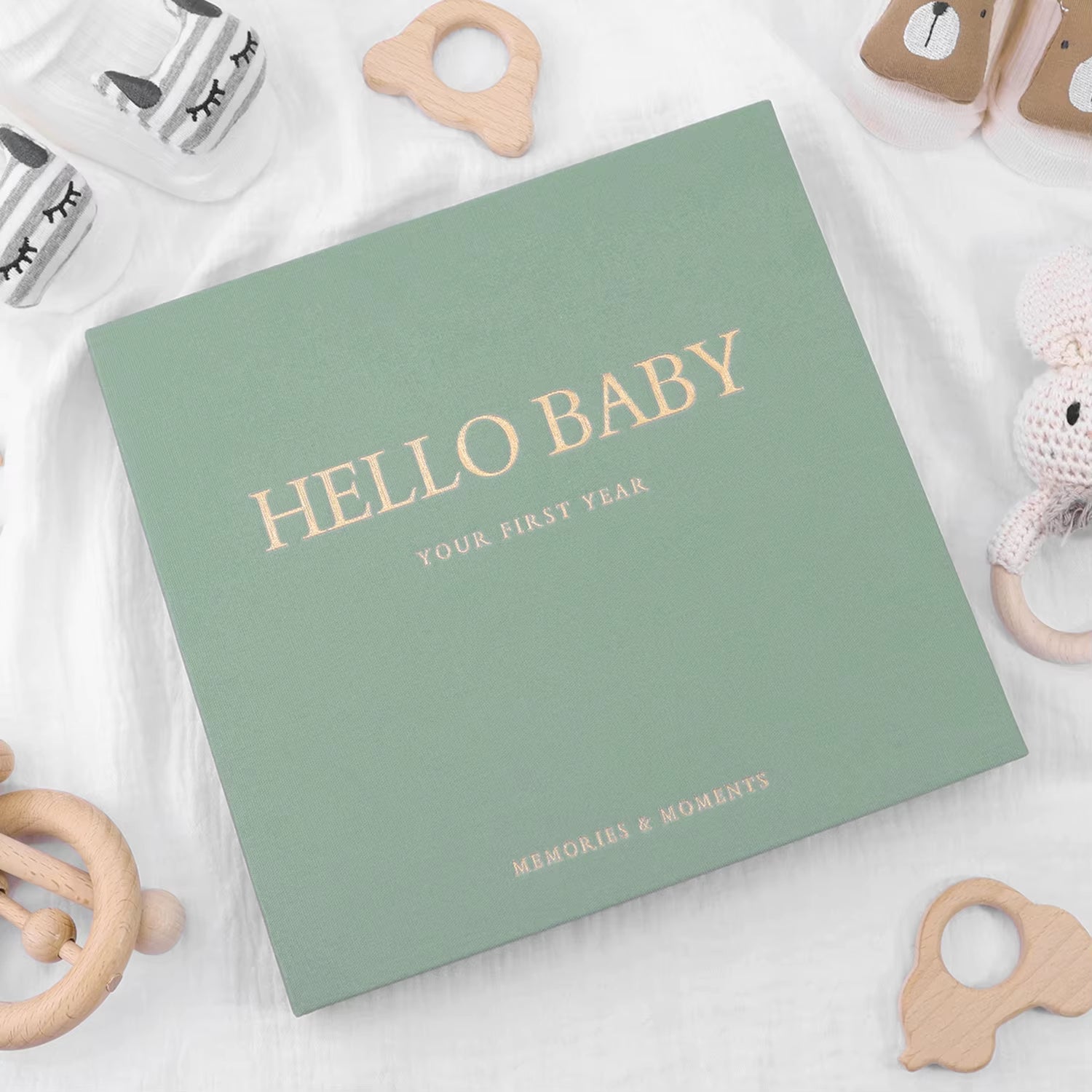 Wholesale Baby Memory Book Hello Baby Beige Keepsake Pregnancy Record Growth First Year Milestone Journal Scrapbook Album