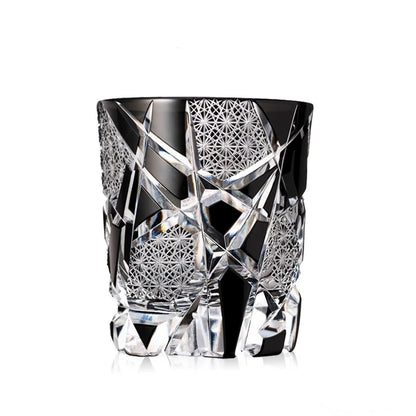 Fine Carving Cool Black Flashing Lightning Edo Kiriko Crystal Ware Wine Glass Top Quality Whiskey Cup Beer Water Mug Dad'S Gifts