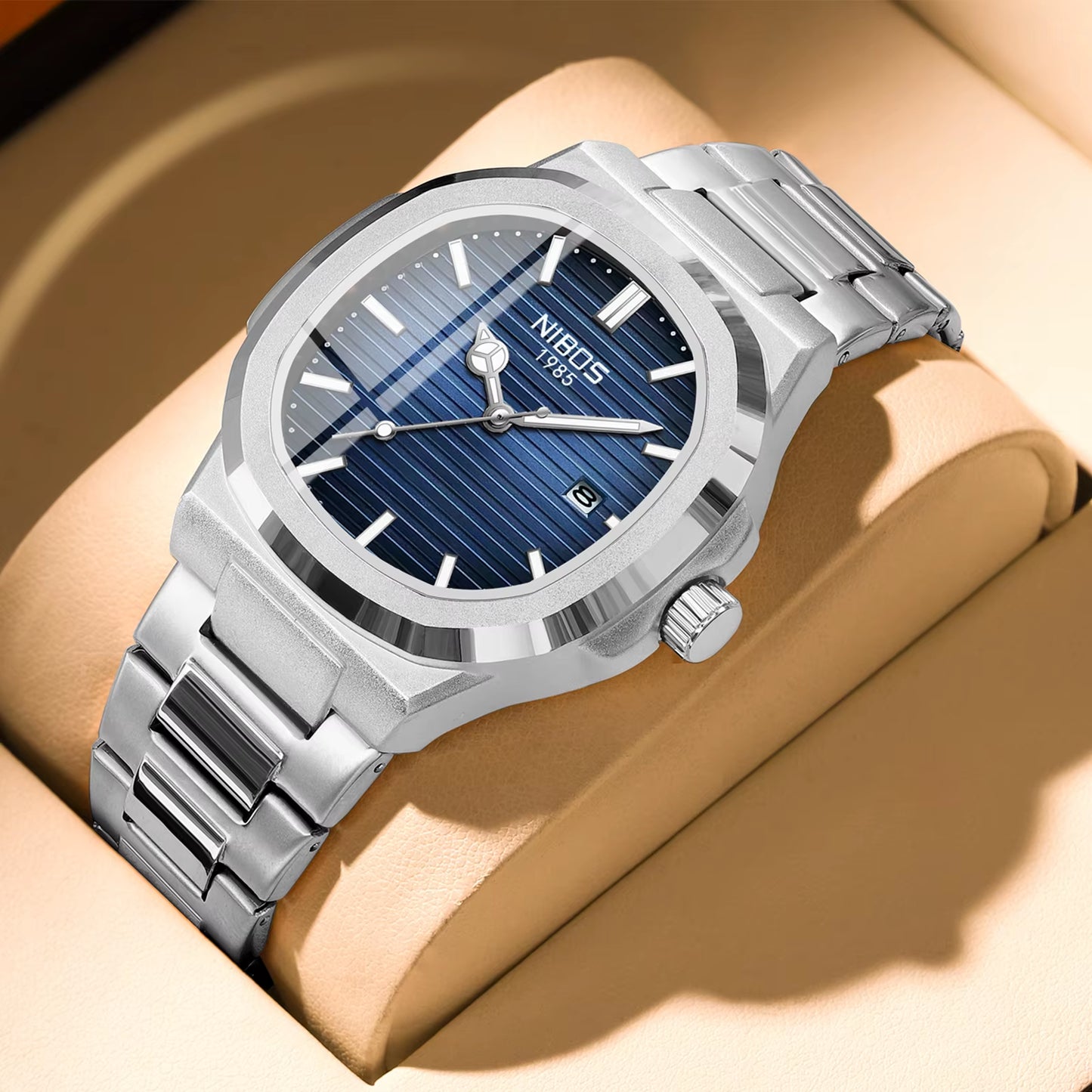 Luxury Watch for Man Waterproof Square Luminous Date Stainless Steel Men Watch Casual Quartz Mens Watches Reloj Hombre