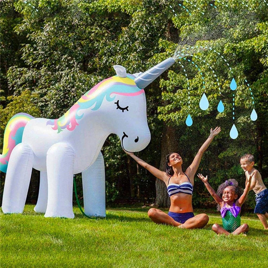 Giant Inflatable Unicorn Water Spray Pool Toys Swimming Float Outdoor Fountain Beach Party Kids Summer Toys Unicorn Party Decor