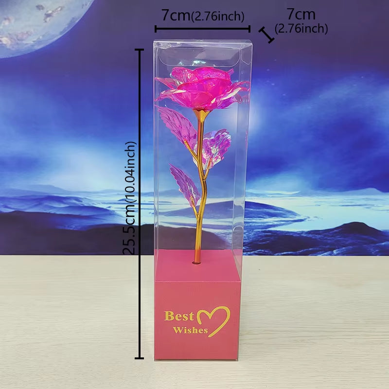 Galaxy Rose Eternal 24K Gold Flower Foil Plastic Artificial Roses Forever Love Wedding Decor Lover Roses Creative Gift Decor