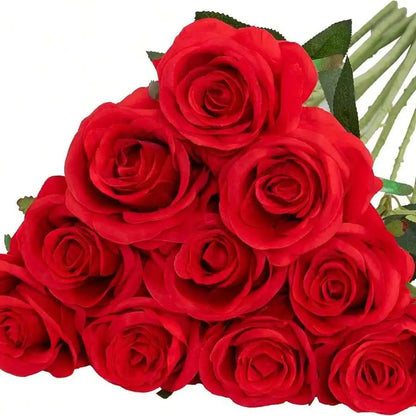 10Pcs Flannel Artificial Roses: Perfect for Valentine’S Day, Home & Wedding Decor