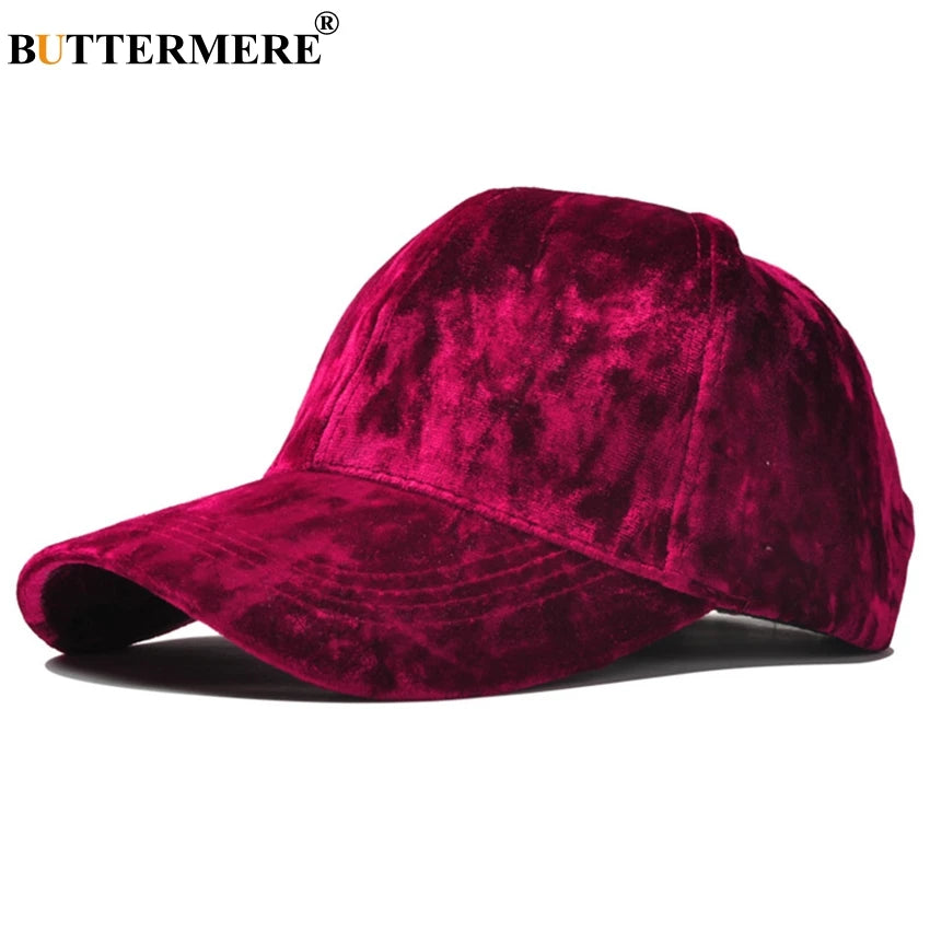 Brand Burgundy Velour Baseball Cap for Women Designer Adjustable Baseball Hat Korean Casual Hat and Cap Gorra Beisbol