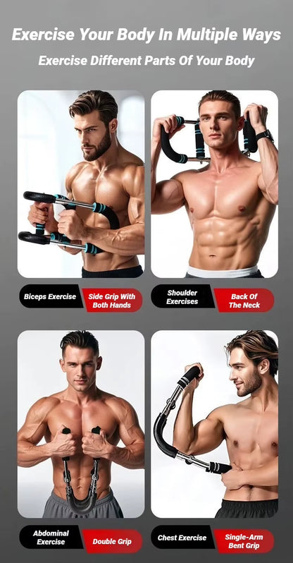 Adjustable U-Shaped Arm Exerciser Spring Workout Bar with Foam Handle Portable Fitness Equipment for Forearm Triceps Chest Train
