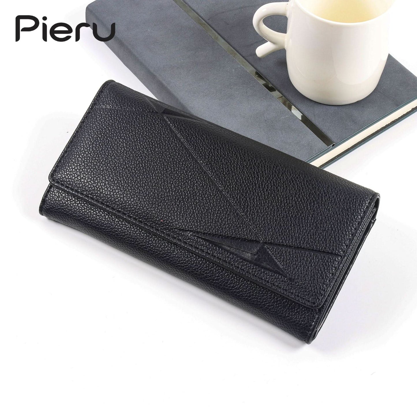 Pieru Women’S Trifold Wallet – Embossed PU Leather Long Wallet