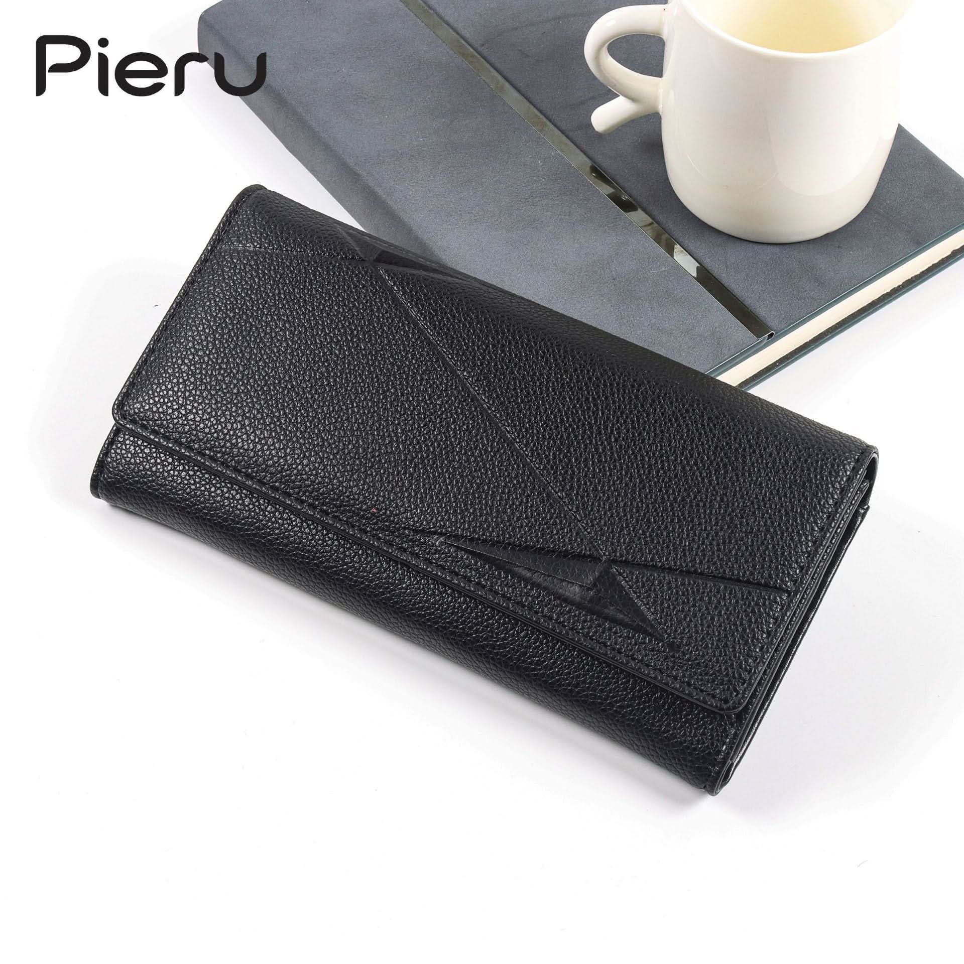 Pieru Women’S Trifold Wallet – Embossed PU Leather Long Wallet