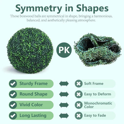 Artificial Boxwood Topiary Balls 19 Inch, 2-Pack, Uv-Resistant Greenery, 4-Layer Indoor/Outdoor Garden Decor, Backyard Enhanceme