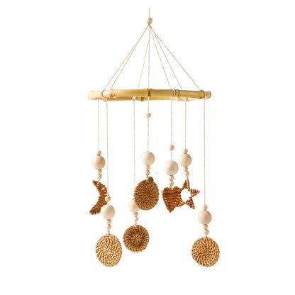 Baby Bed Bell Wood Mobile Toddler Rattles Toys Crib Bell Rattles Boho Style Kids Musical Toys 0-12 Months for Baby Newborn Gifts