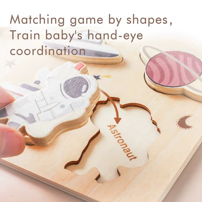 Baby Wooden Jigsaw Puzzle Building Blocks Montessori Educational Toy Cartoon Forest Marine Animal Astronaut Puzzle Gift for Baby
