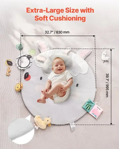 Baby Play Gym Mat Tummy Time Activity Mat with 5 Sensory Toys 39.1' X 32.7'