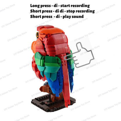 GK107 Macaw Building Blocks Simulated Birds Cute Cartoon Parrot Model with Recording & Playing Sound Function Kids Toys Gifts