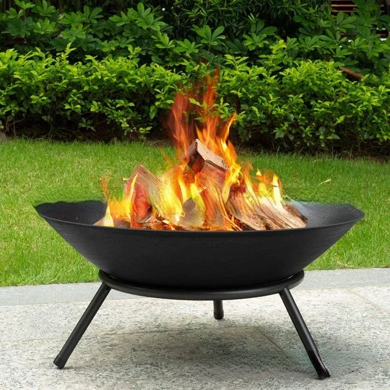 Large Cast Iron Firepit for Garden Modern Fire Pit Outdoor Fireplace Patio Terrace Camping 60Cm