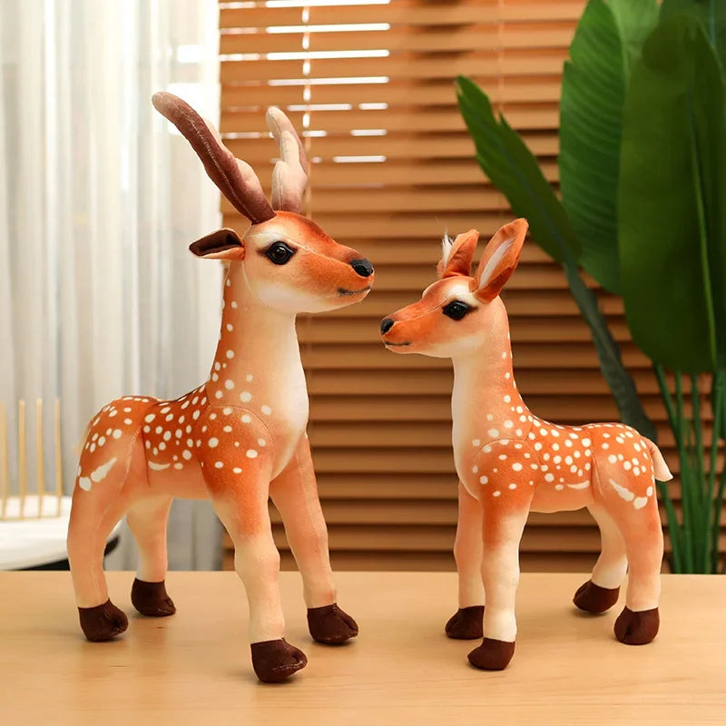 Super Soft 35Cm Simulated Plush Standing Sika Deer Dolls Dolls Throw Pillow Animals Toys Cartoon Girls Boys Birthday Presents