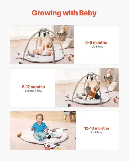 Baby Play Gym Mat Tummy Time Activity Mat with 5 Sensory Toys 39.1' X 32.7'