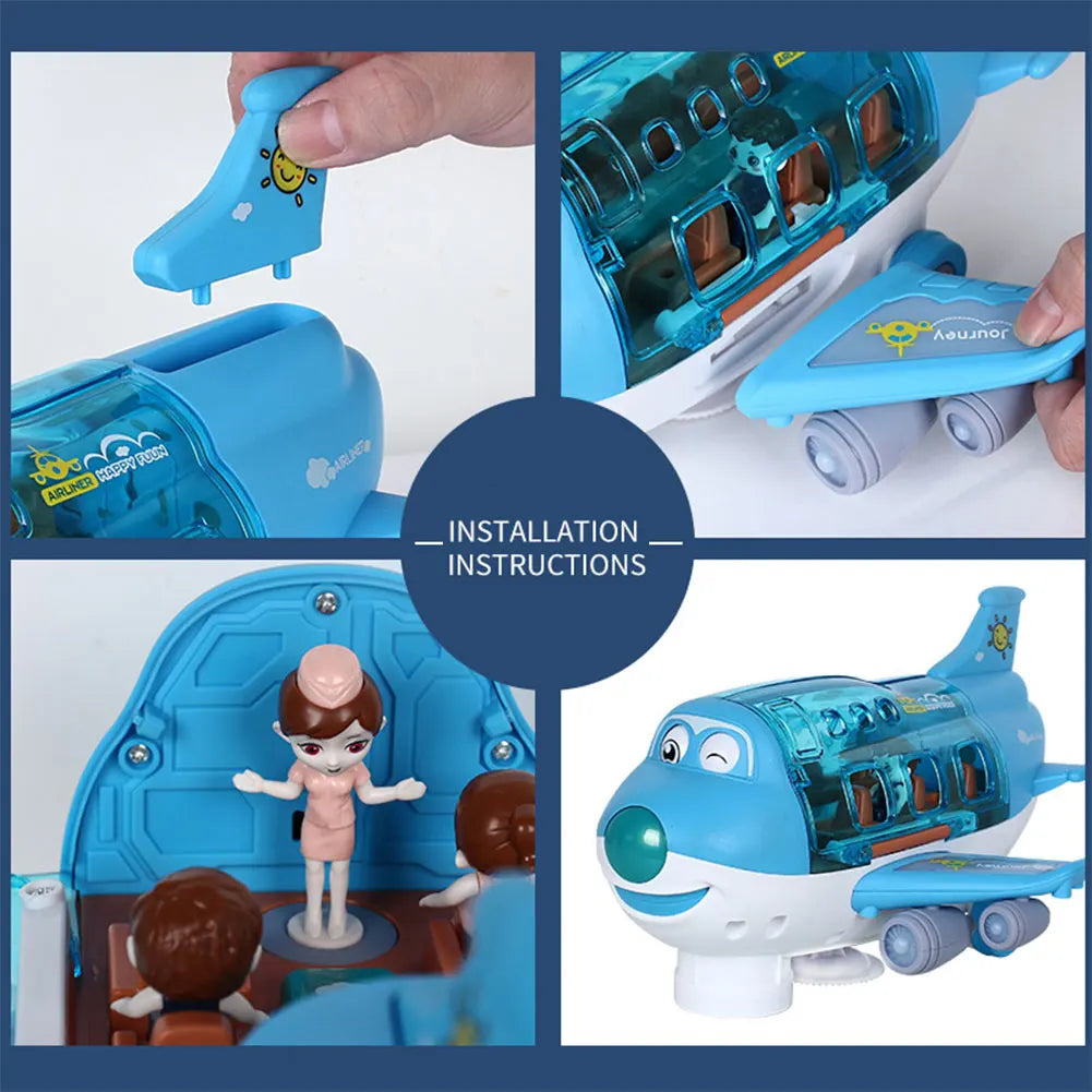 360 Degree Rotating Airplane Model Electric Plane Toy with Light Music Bump and Go Action Toddler Toy Children Xmas Gifts