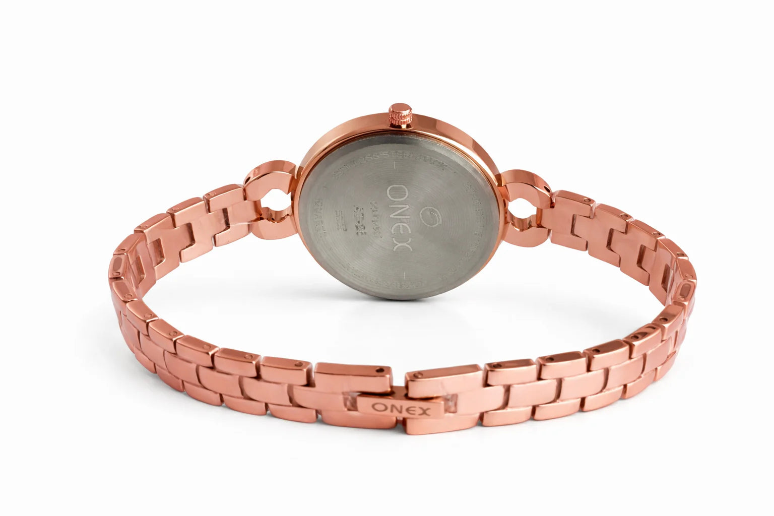 Women’S Black Dial Rose Gold Bracelet Watch with Crystal Accents
