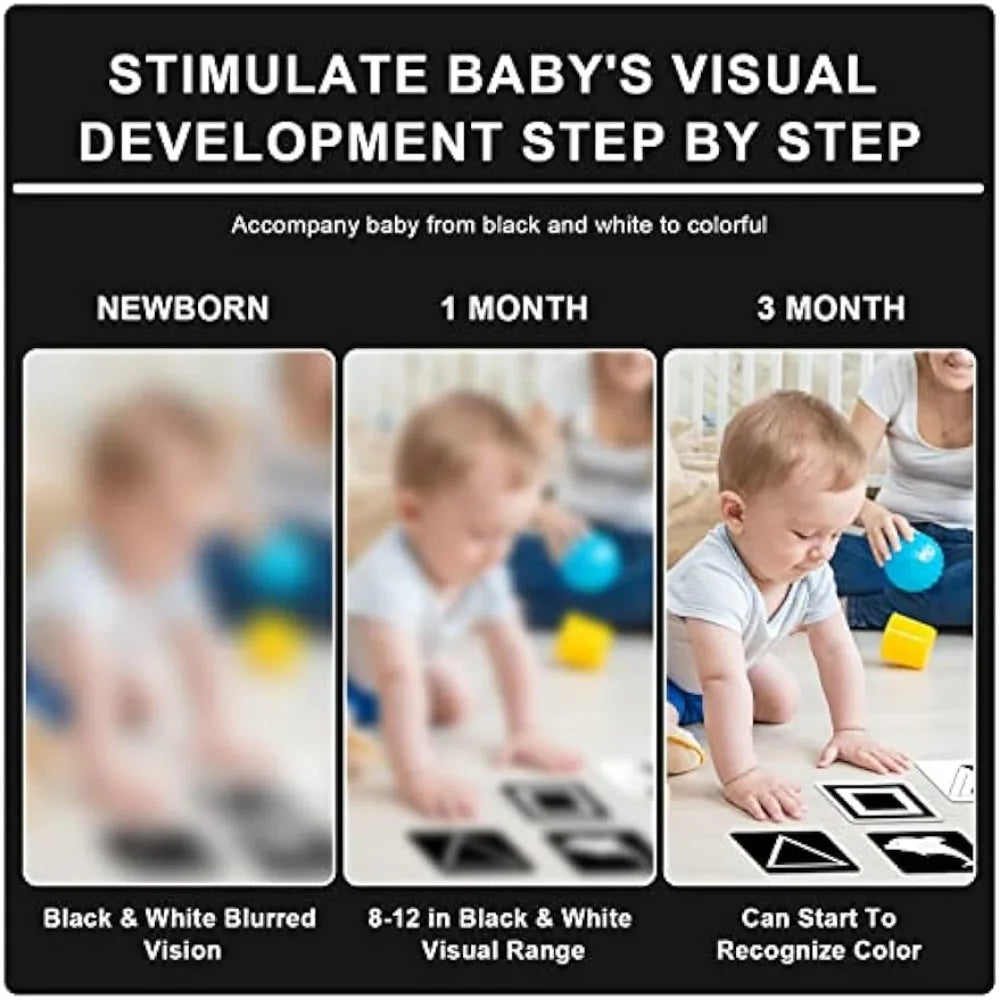 Montessori 0-12Month Baby Vision Cards Black and White Flash Card High Contrast Stimulate Newborn Visual Early Learning Kids Toy