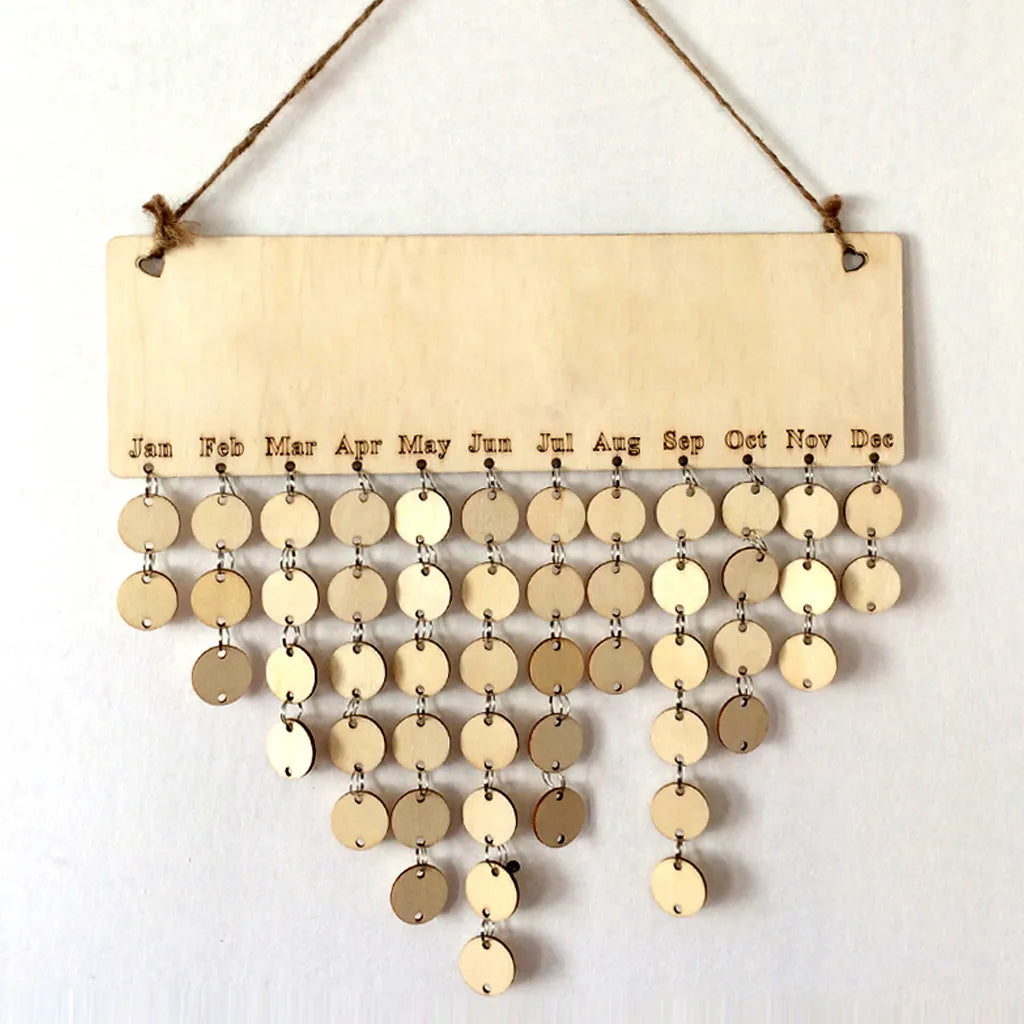 Family Birthday Board Plaque DIY Hanging Wooden Birthday Reminder Calendar Plaque Sign Board Wall Hanging Family Decor Plaque