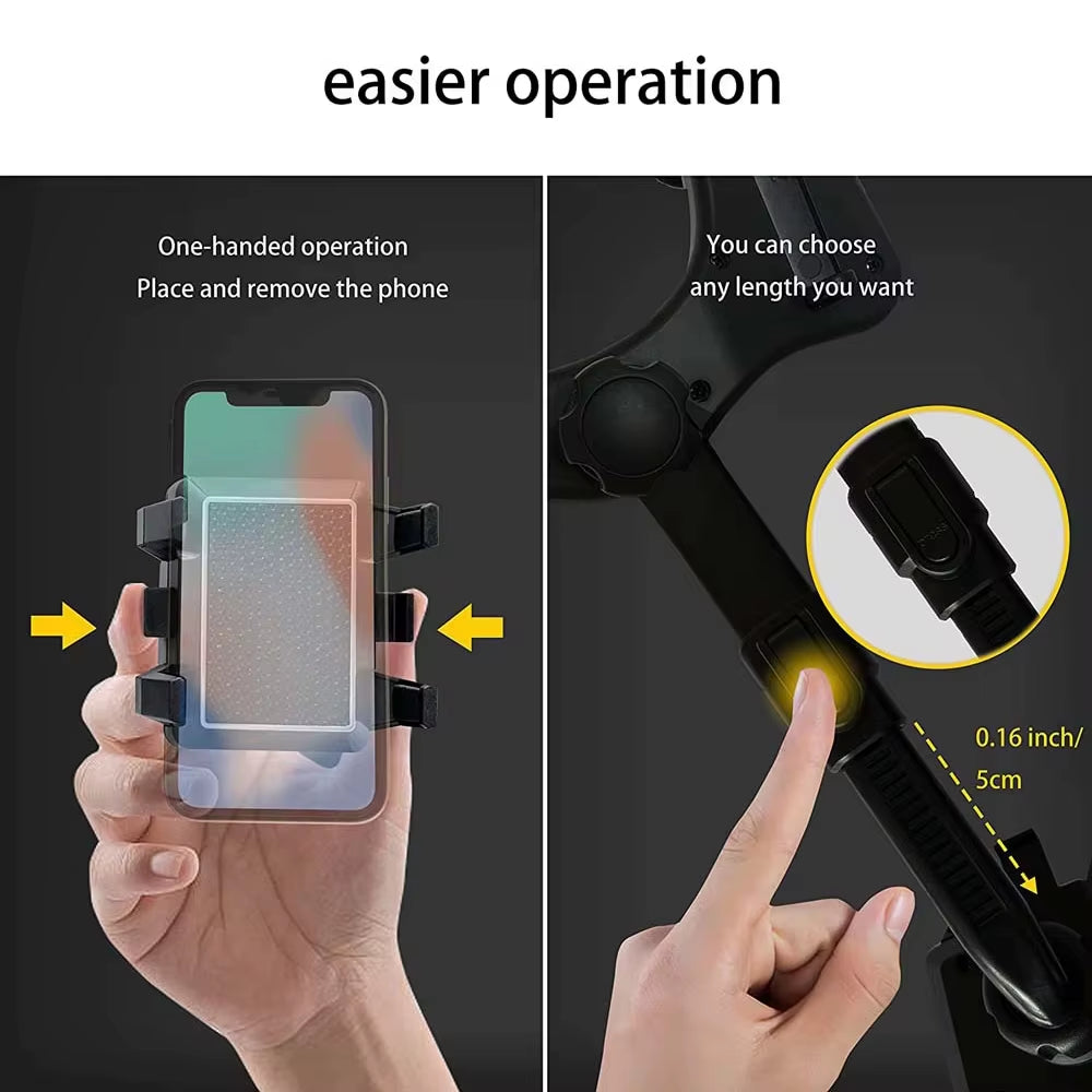 Adjustable Car Rearview Mirror Phone Holder 360° Retractable Cell Phone Holder Clip Phone GPS Support Mobile Phone Mount Stand