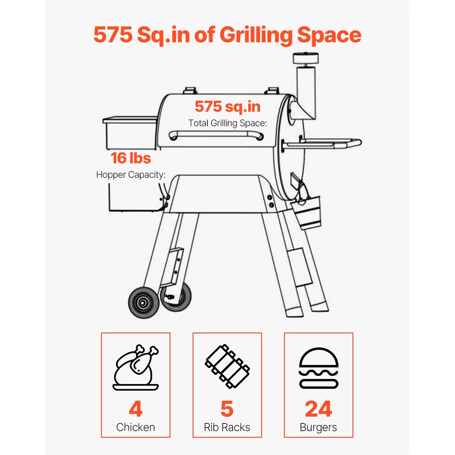 Wood Pellet Grill Smoker BBQ Grills for Outdoor Cooking with Wifi-App Control, LCD Screen Controller for Camping Yard