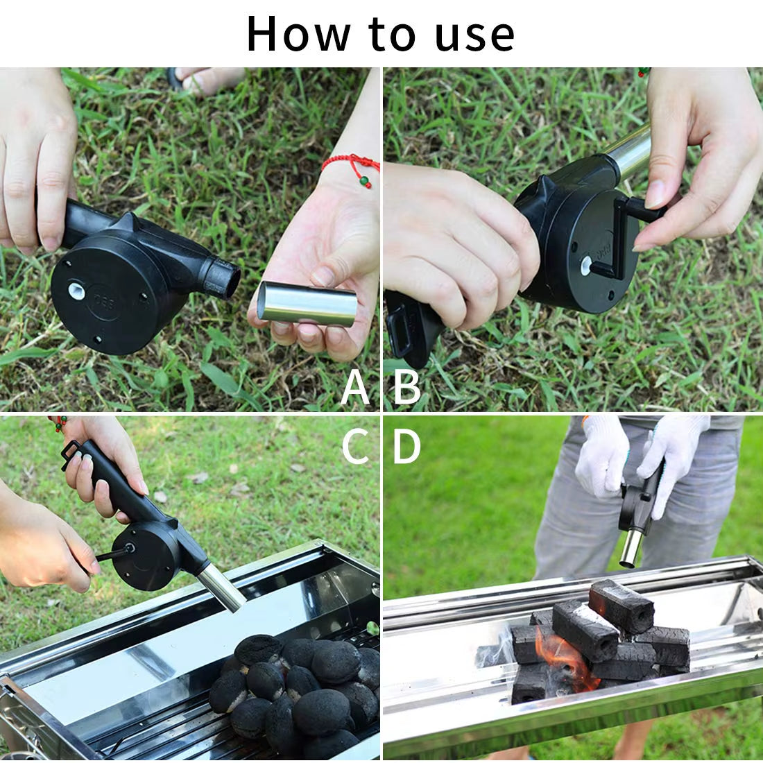 Mini Hand-Cranked Air Blower Portable BBQ Grill Fire Bellows Barbecue Fan for Picnic Camping Outdoor Grilling Essentials
