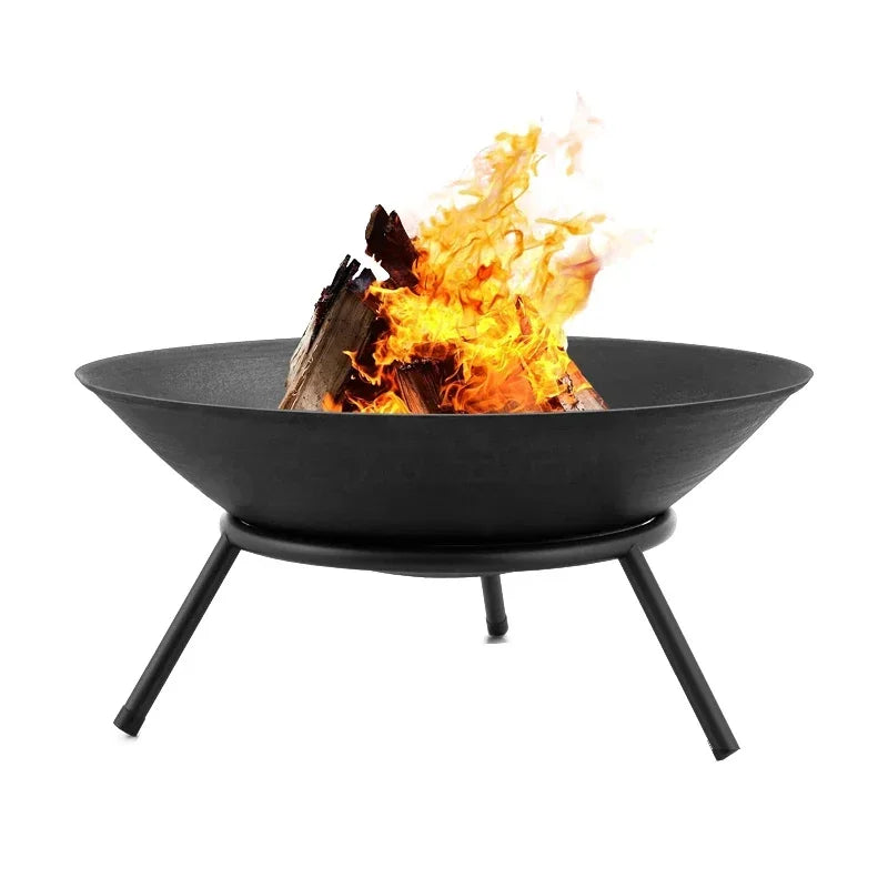 Large Cast Iron Firepit for Garden Modern Fire Pit Outdoor Fireplace Patio Terrace Camping 60Cm