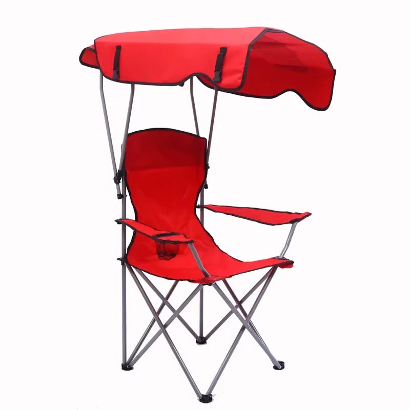 Portable Foldable Fishing Chair Camping Awning Beach Chair Outdoor Fishing Carry Umbrella Lounge Chair with Canopy