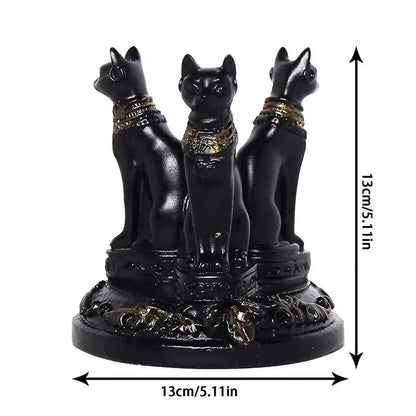 Unique Mini Egyptian Cat Statue Bastet Cats Crystal Sphere Ball Stand Triple Goddess Cat Resin Figurines for Home Decor