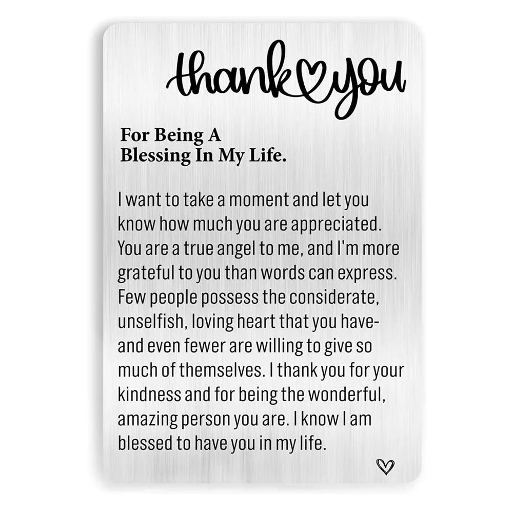 Appreciation Gift for Women Men, Engraved Wallet Card Inserts Teacher Coach,Thank You Note Cards Thanksgiving Day Gifts