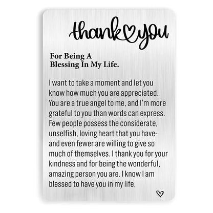 Appreciation Gift for Women Men, Engraved Wallet Card Inserts Teacher Coach,Thank You Note Cards Thanksgiving Day Gifts