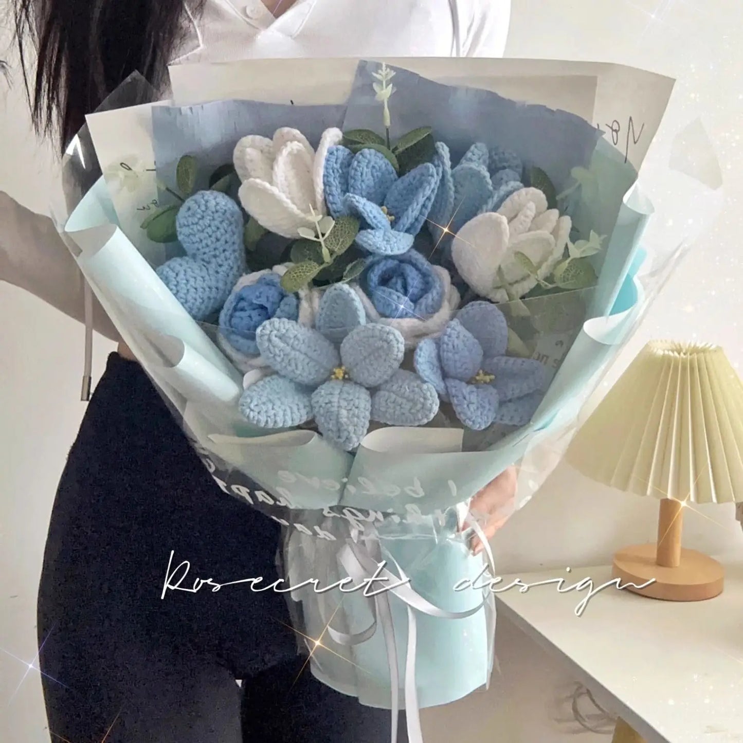 Handmade Rose Tulip Knitted Bouquet Birthday Gift Lover Mom