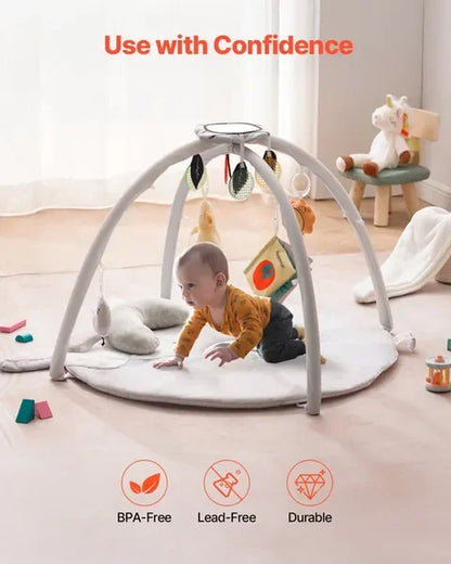 Baby Play Gym Mat Tummy Time Activity Mat with 5 Sensory Toys 39.1' X 32.7'