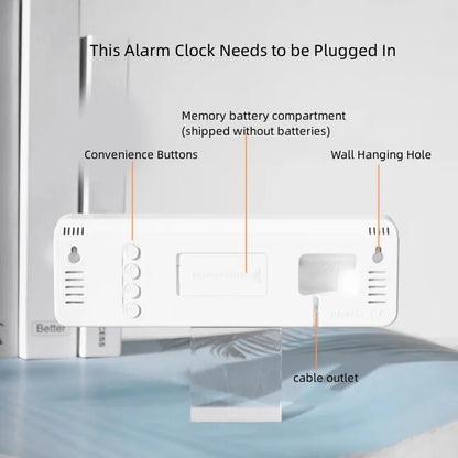 10 Inch Smart Mute LED Electronic Night Alarm Wall Clock Modern Desk Clock Minimalist Thermometer Calendar Time Cube Home Decor