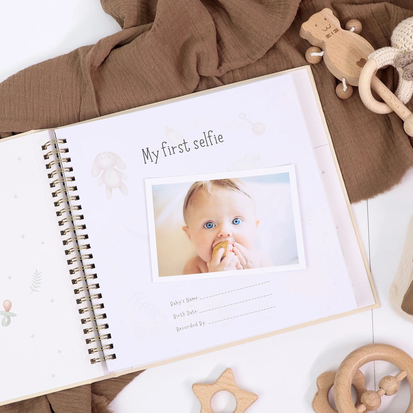 Wholesale Baby Memory Book Hello Baby Beige Keepsake Pregnancy Record Growth First Year Milestone Journal Scrapbook Album