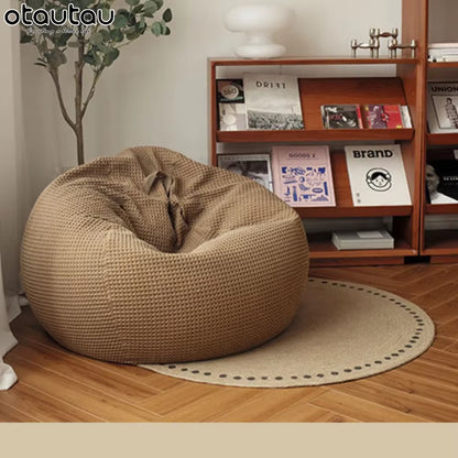 100% Pure Cotton Waffle Bean Bag Cover without Filler Floor Pouf Chair Beanbag Ottoman Frameless Furniture DD010