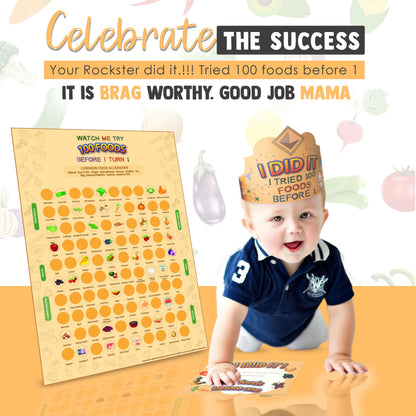 100 Foods before 1 Scratch off Poster - Yellow